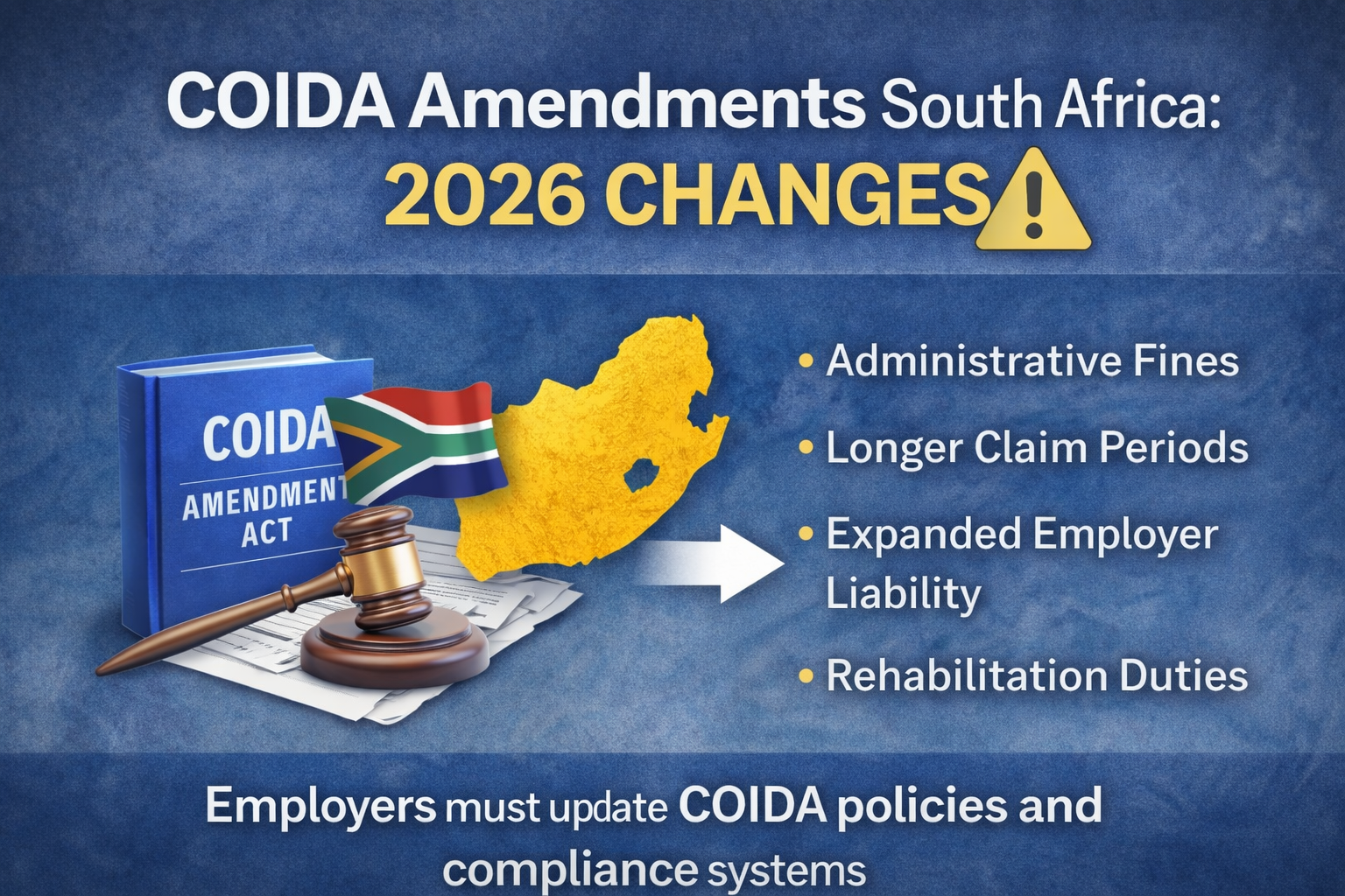 COIDA amendments South Africa 2026 showing new employer penalties and compliance duties
